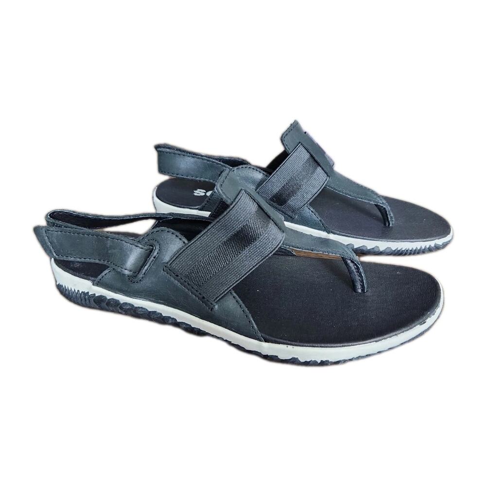 Nwot Sorel Women's Out N About Plus Thong Sandals with Ankle Strap Black Size 7 - Picture 4 of 9